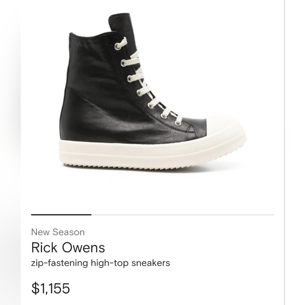 Rick Owens Black and White High-Top Sneakers